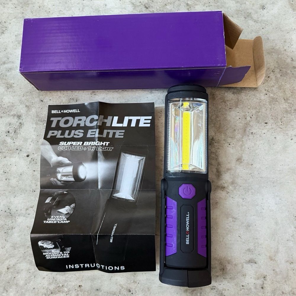 New Bell & Howell TorchLite Plus Elite Purple/Black Multifunctional Flashlight